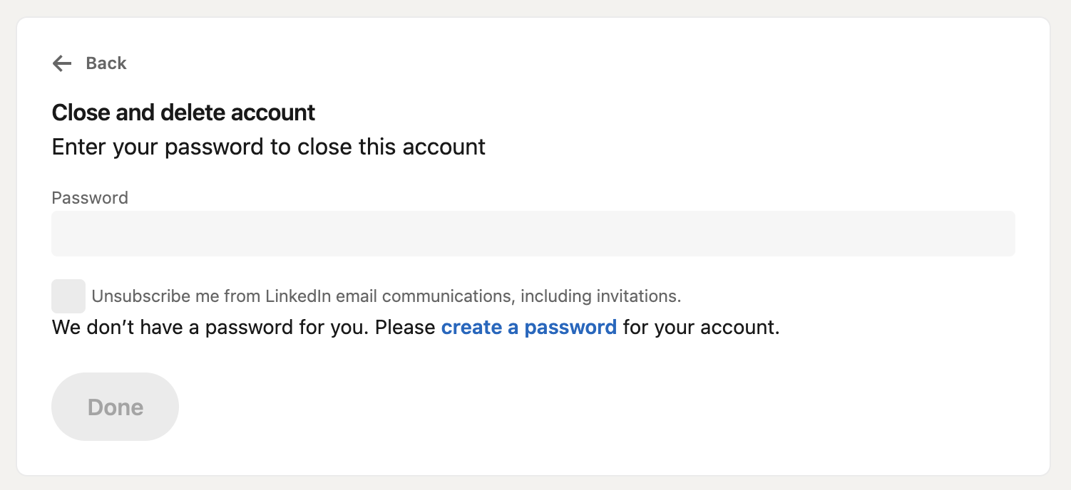 I dont have a password on LinkedIn