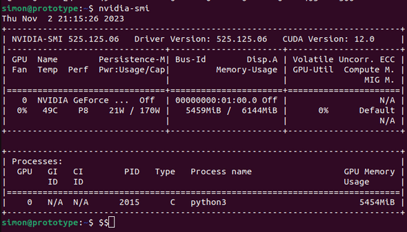 nvidia-smi output